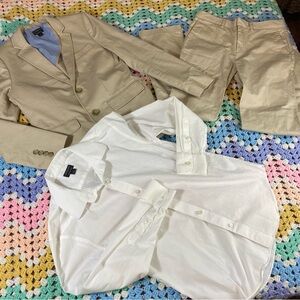 Crewcuts Thompson 12 Boys khaki suit shirt pants blazer jacket long sleeve